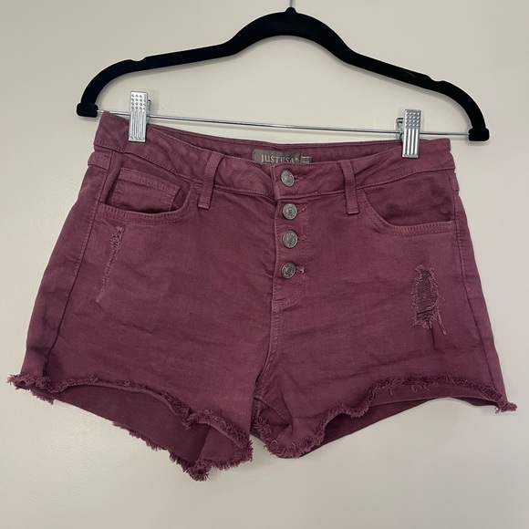 Mid Rise Frayed Hem Button Fly Short - Picture 1 of 6